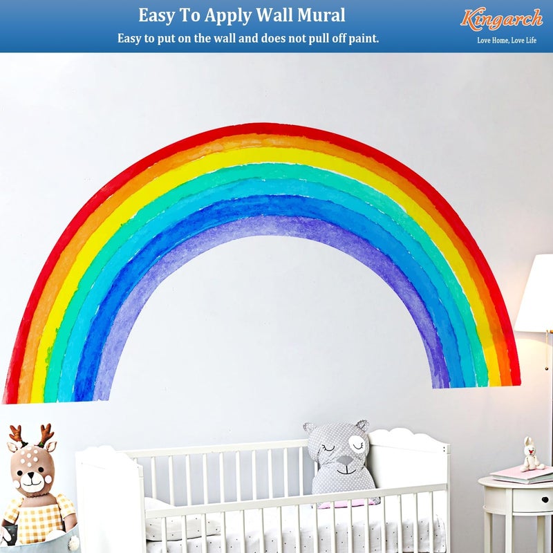 Kingarch Large Watercolor Rainbow Wall Decals, Colorful Peel and Stick Vinyl Nursery Wall Decor, Removable Home Room Wall Decor Murals Stickers for Kids Girls Toddler Bedroom Living Room Playroom - Image 5